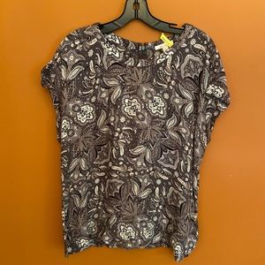 Ella Moss Round Neck Shirt Sleeve Blouse Large